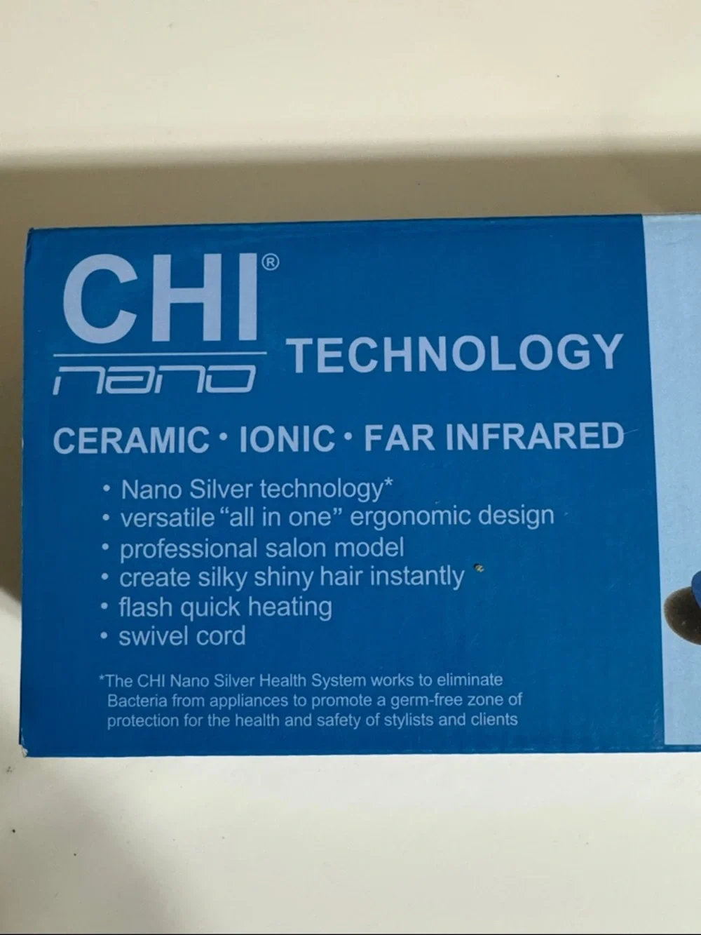 NIB CHI Nano Silver Ceramic Hairstyling Iron Blue GF1001N